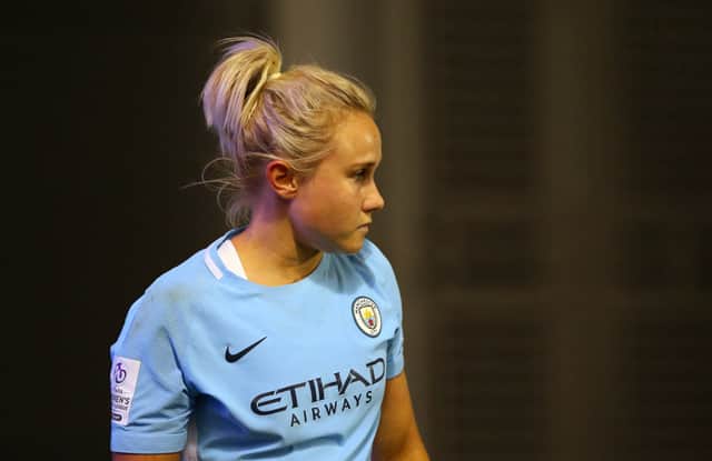 Former Manchester City midfielder Izzy Christiansen has confirmed her retirement from football. (Photo by Alex Livesey/Getty Images)