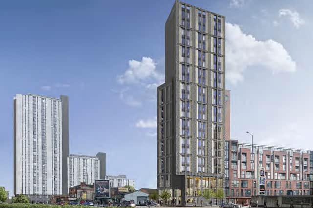 Plans for a 20-storey hotel in Laystall Street, off Great Ancoats Street in Manchester. Credit: SimpsonHaugh.