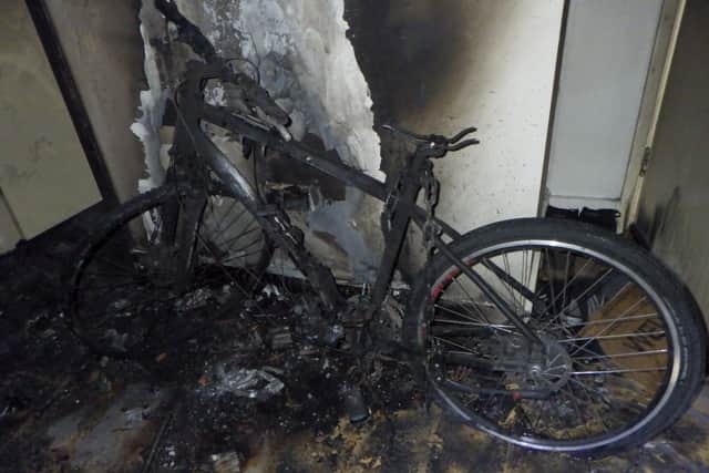 An e-bike owner has been left terrified after his scooter randomly burst into flames
