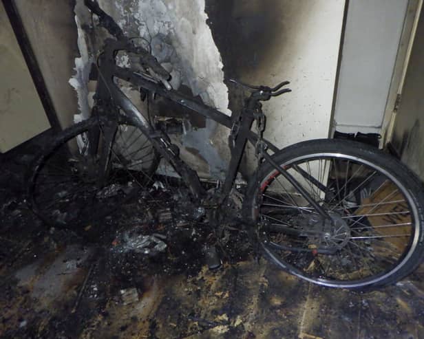 An e-bike owner has been left terrified after his scooter randomly burst into flames 