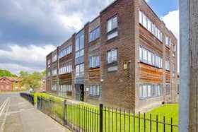 The front of the flat shows some of the communal garden space 