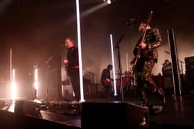 Josh Homme and Michael Shuman of Queens Of The Stone Age perform At The Forum on February 17, 2018 in Inglewood, California. (Photo by Frazer Harrison/Getty Images)