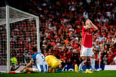 Lisandro Martinez of Manchester United in action during the Premier League match between Manchester United and Brighton & Hove Albion at Old Trafford on August 07, 2022 in Manchester, England. (Photo by Ash Donelon/Manchester United via Getty Images)