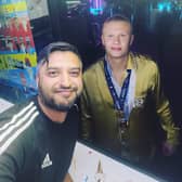 Erling Haaland (right), pictured with ice cream man Ejaz Azam.