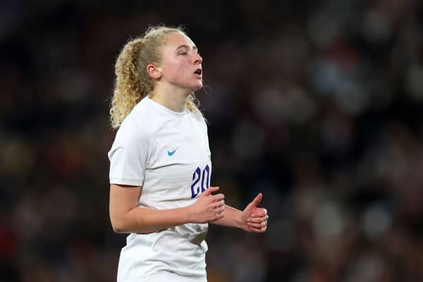 Manchester United are hoping to sign Lionesses forward Katie Robinson this summer. (Photo by Catherine Ivill/Getty Images)