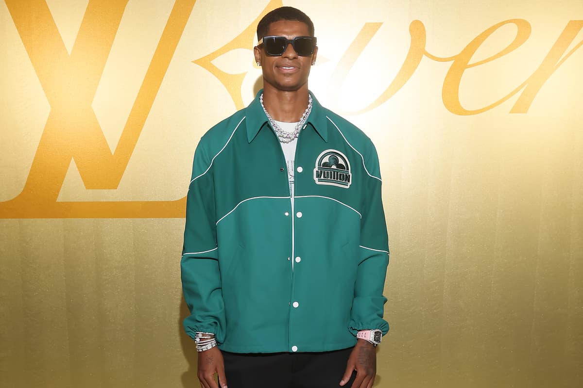 Marcus Rashford Collab Marcus Rashford attends Pharrell Williams' Louis Vuitton show