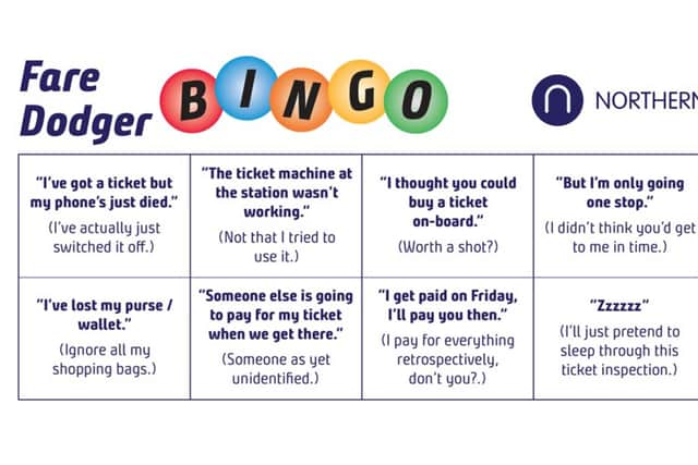 Northern’s fare dodger bingo card