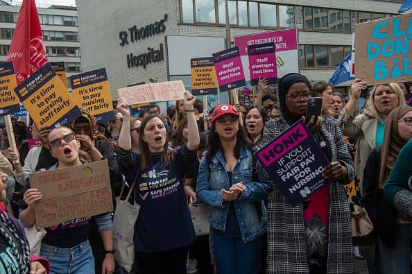 Royal College of Nursing said just over 43% took part in the ballot, below the 50% threshold to call for a strike action. (Guy Smallman/Getty Images)