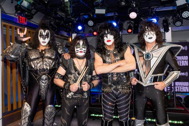 Gene Simmons, Eric Singer, Paul Stanley and Tommy Thayer of KISS visit SiriusXM's 'The Howard Stern Show' at SiriusXM Studios on March 01, 2023 in Los Angeles, California. (Photo by Emma McIntyre/Getty Images for SiriusXM)