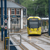 A Metrolink train on the Eccles line