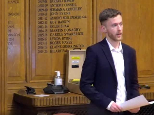 Dylan Evans presented the petition to Bolton Council and spoke in support of leaving Greater Manchester. Credit: LDRS