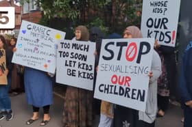 Protest against LGBT material at Birchfields Primary School in Manchester. July 4, 2023. Credit: 5Pillars