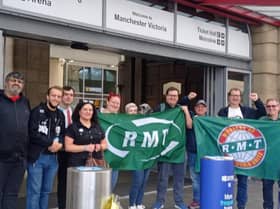 Manchester South RMT outside Manchester Victoria station