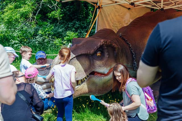 Children learning about dinosaur teeth as part of the Dinosaurs in the Park experience, coming to Heaton Park this summer. Photo: Award Winning Photographer James Bridle
