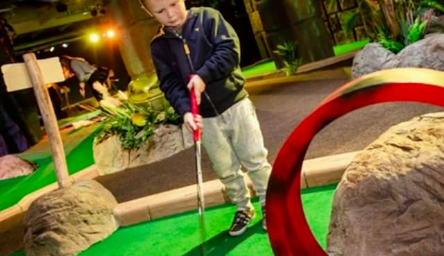 There are two 18 hole indoor golf courses set amidst a tropical paradise