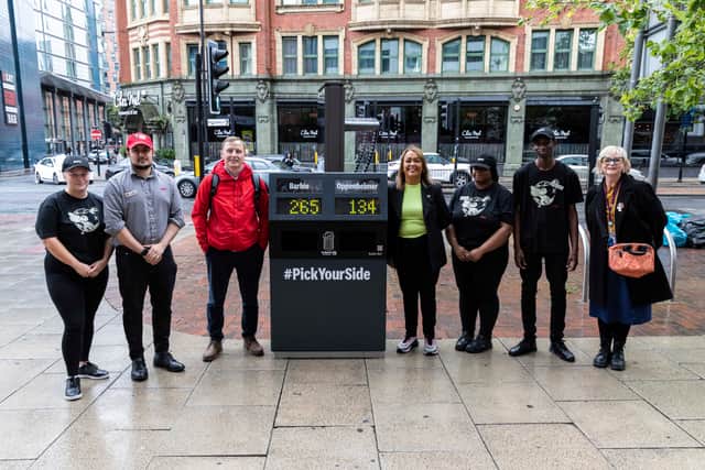 The new Big Ballot Bins in Manchester city centre. Photo: Lee McLean/SWNS
