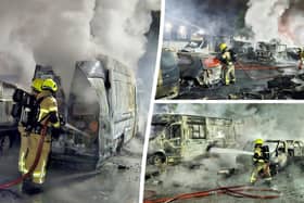 Firefighters battle huge blaze as arsonists torch more than 50 cars overnight 