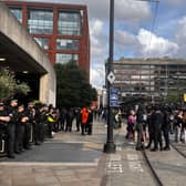 Police were called to disperse the crowds of children that had gathered at Piccadilly Gardens. 