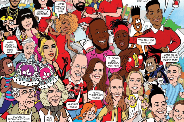 Marcus Rashford (top right) and Phil Foden (just below) get the Beano treatment