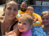 Matt Dearing, 36, and his partner, Carlie Donnelley, 35, with their children Lincoln, seven, Delilah, four and Adelaide, one.