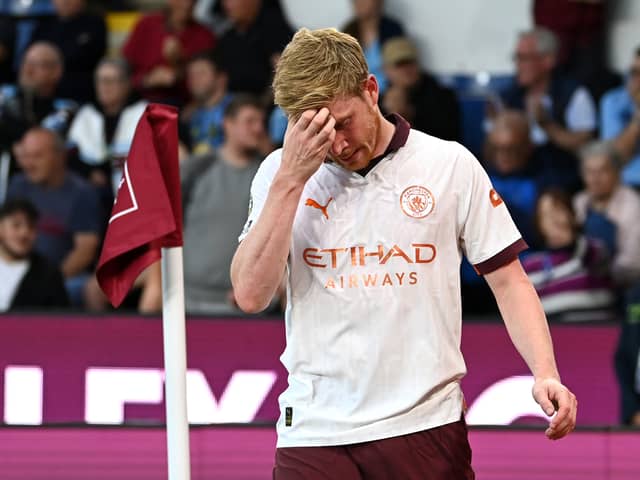 Kevin De Bruyne can't hide his disappointment after limping out of Man City's win against Burnley 