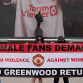 Female United fans protest the possible return of Mason Greenwood for the start of the 2023/24 season. Credit: Female Fans Against Greenwood's Return