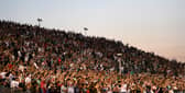 The crowd cheer during the Third Vitality International T20 match between England and Pakistan at Emirates Old Trafford on July 20, 2021 in Manchester, England. (Photo by Gareth Copley/Getty Images)