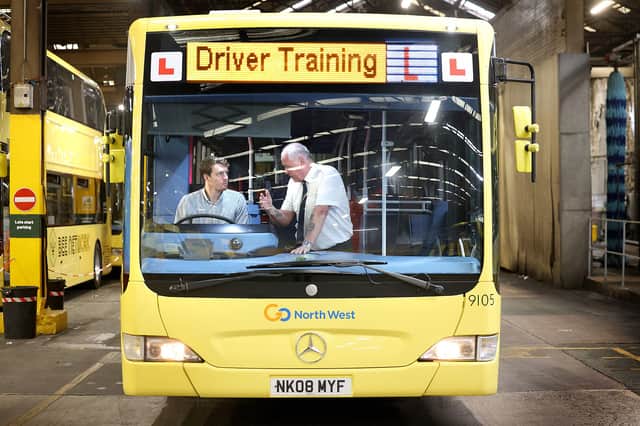 George Lythgoe gets some points behind the wheel of one of the new Bee Network buses