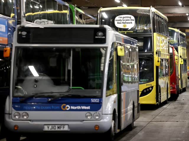 Buses before and after getting the Bee Network paint job