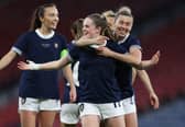 Emma Watson celebrates her goal for Scotland against Costa Rica. Cr: Getty Images