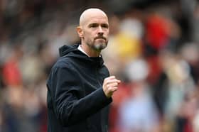Erik Ten Hag celebrates Manchester United's win against Nottingham Forest 