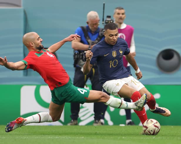 Amrabat made the tackle of the tournament a the World Cup (Image: Getty Images)