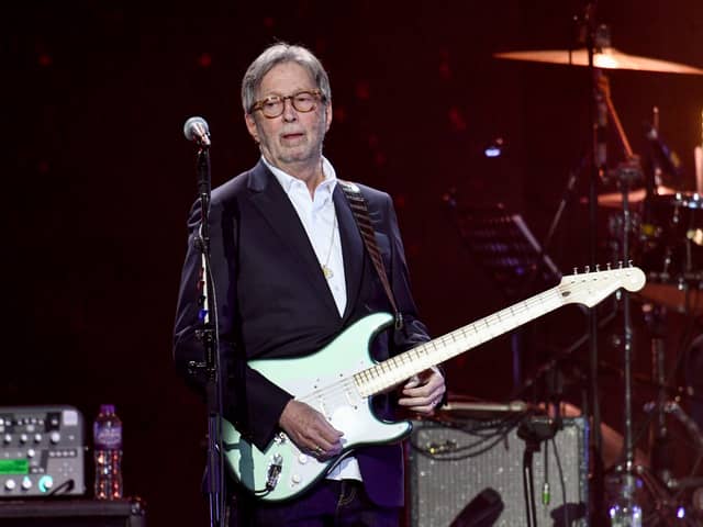 Eric Clapton performs on stage during Music For The Marsden 2020 at The O2 Arena on March 03, 2020 in London, England. (Photo by Gareth Cattermole/Gareth Cattermole/Getty Images)