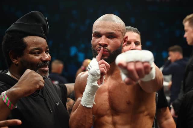 Brian 'BoMac' McIntyre, left, celebrates Chris Eubank Jr's win against Liam Smith