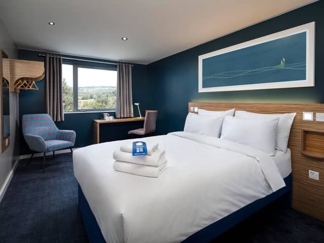 A Travelodge ‘budget-luxe’ room. The chain is releasing two million of its rooms for just £38 as part of a huge sale for Autumn 2023.