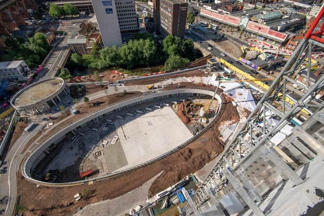 Construction of the new rooftop park in Stockport is underway.