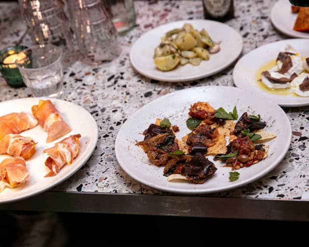 Some of the small plates in offer at Menabrea’s free Apericena night in Manchester. Credit: Menabrea