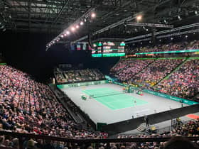 A packed out AO Arena watches Great Britain in action in the Davis Cup