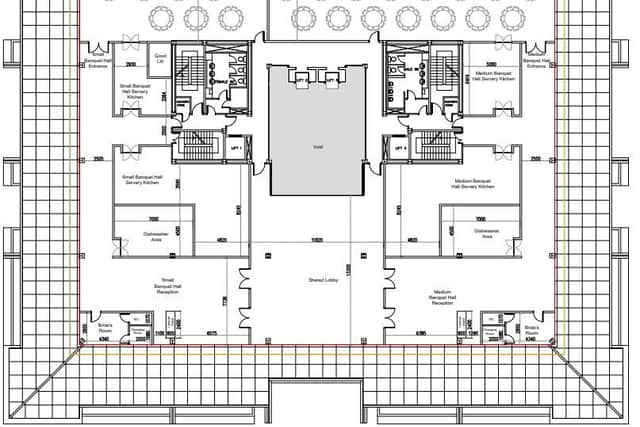 How the second floor would look with the two smaller banquet halls