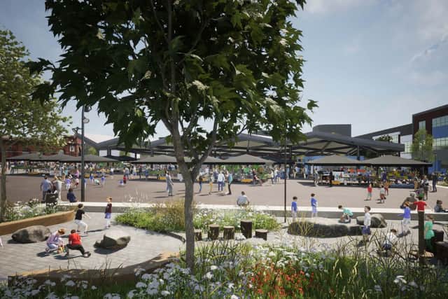 An CGI image of the approved plans for Ashton market square. Credit: Tameside council