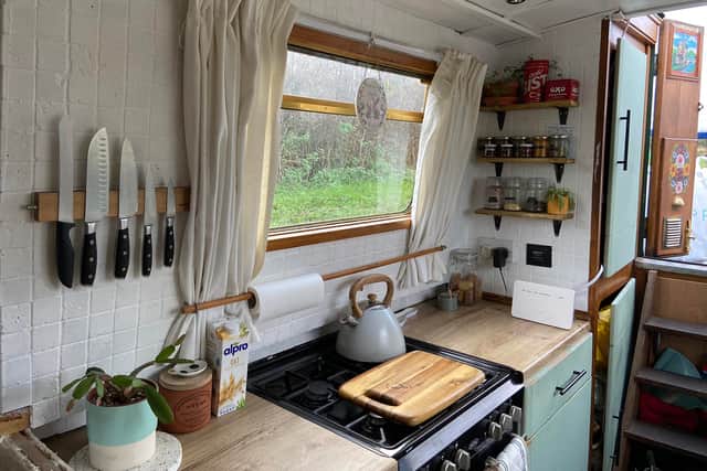 Amy and Wes’ boat kitchen.