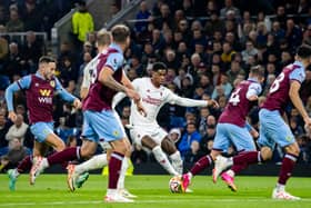Marcus Rashford in action for Man United against Burnley on Saturday night 