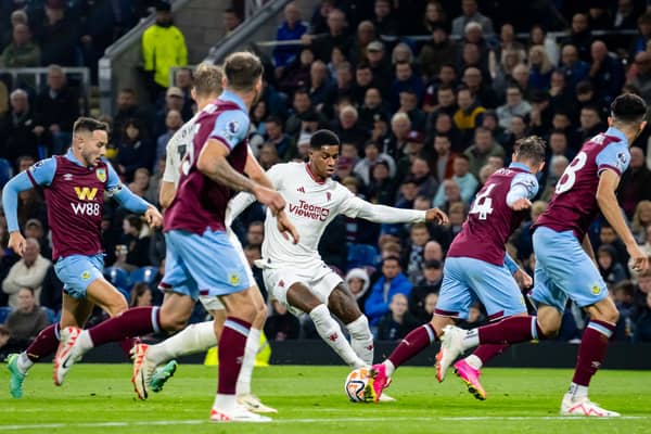 Marcus Rashford in action for Man United against Burnley on Saturday night 