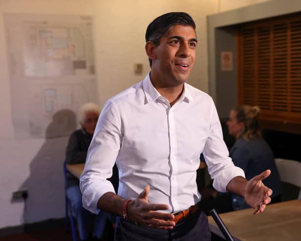 British Prime Minster Rishi Sunak speaks during an interview at Wormley Community Centre on September 25, 2023 in Wormley, England. (Photo by Hollie Adams - WPA Pool/Getty Images)