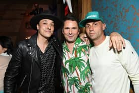 (L-R) Jonnie Houston, Matt Bellamy of Muse and guest attend Level 8 Grand Opening Party At Moxy Downtown LA on September 13, 2023 in Los Angeles, California. (Photo by Jon Kopaloff/Getty Images for Level 8)