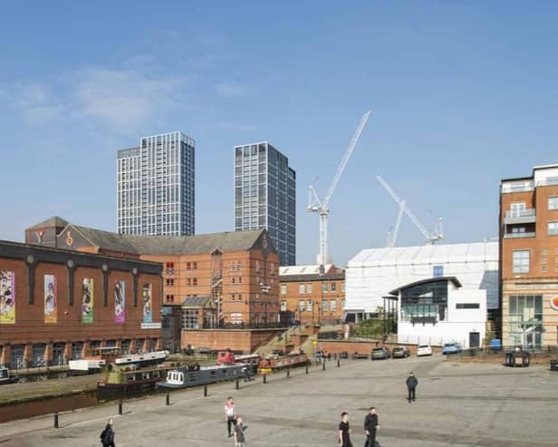 An artist's impression of how the two Union Living co-living tower blocks. Picture: Vita/Denton Corker Marshall