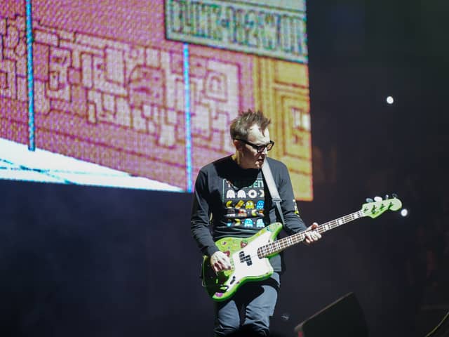 Mark Hoppus of Blink-182 performs onstage at Madison Square Garden on May 19, 2023 in New York City. (Photo by Manny Carabel/Getty Images)