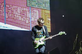 Mark Hoppus of Blink-182 performs onstage at Madison Square Garden on May 19, 2023 in New York City. (Photo by Manny Carabel/Getty Images)