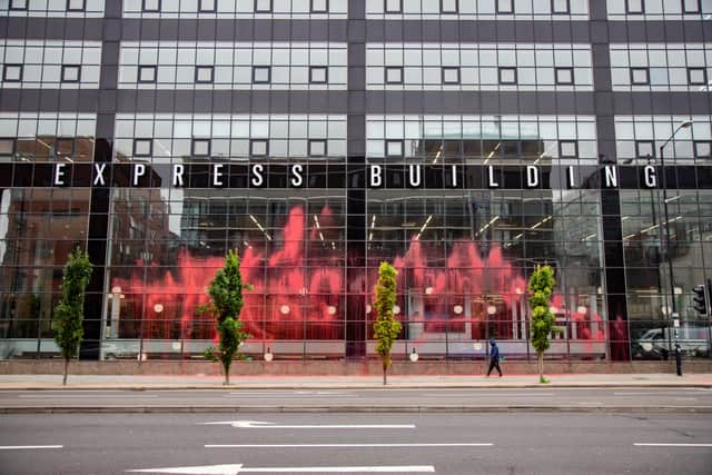 How the Express Building in Manchester looked on Monday morning
