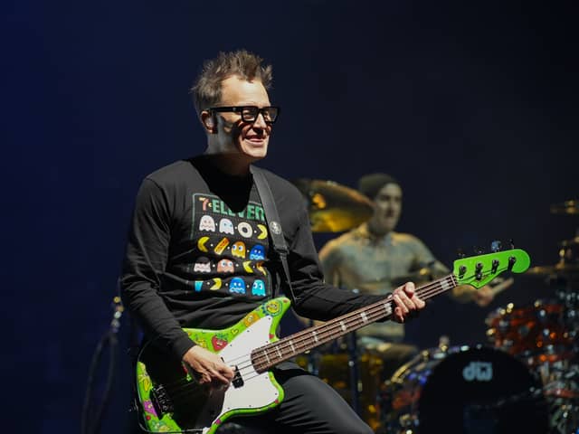 Mark Hoppus of Blink-182 performs onstage at Madison Square Garden on May 19, 2023 in New York City. (Photo by Manny Carabel/Getty Images)